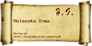 Holecska Irma névjegykártya